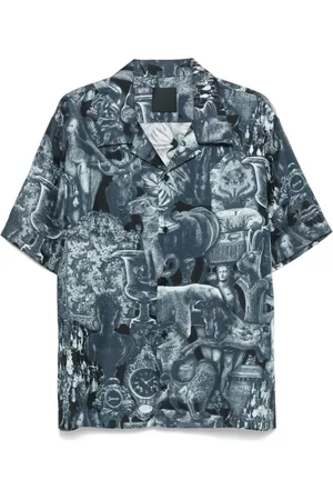 Givenchy Skjorte, Herre, Flerfarvet, XL, Hubert Objects Print Silk Shirt