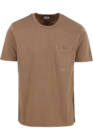 C.P. Company Top, Herre, Brun, L, Uld, Grå Jersey Lomme T-Shirt