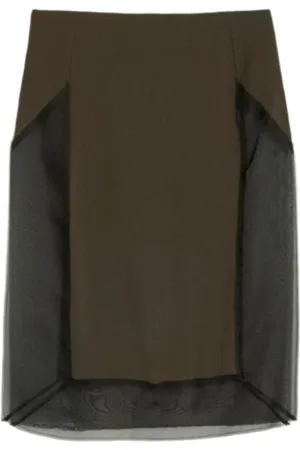 Ami Nederdel, Dame, Brun, 2XS, Crepe Midi-Skirt