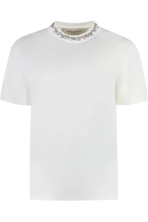 Golden Goose Top, Dame, Hvid, M, Bomuld, Crystal Embroidered Cotton T-shirt