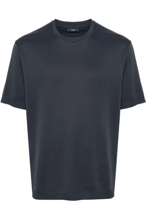 HERNO Top, Herre, Blå, 2XL, Bomuld, Jersey Knit Effect T-Shirt