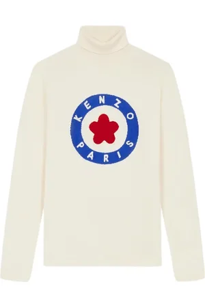 Kenzo Strik, Dame, Hvid, M, Uld, Let Turtleneck Trøje