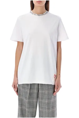 Golden Goose Top, Dame, Hvid, M, Bomuld, Rhinestones Crewneck T-Shirt