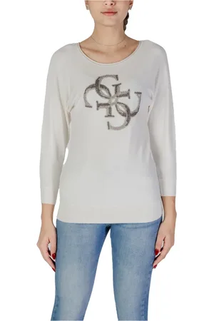 Guess Strik, Dame, Hvid, 2XL, Uld, Emerie 4G Logo Bat Sweater