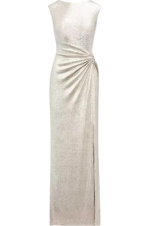 Ralph Lauren Kjole, Dame, Grå, XL, Metallic Knit Maxi Kjole