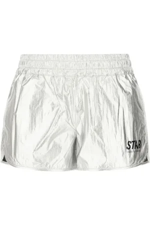 Golden Goose Shorts, Herre, Grå, S, Nylon, Metallic Shorts med Buet Kant