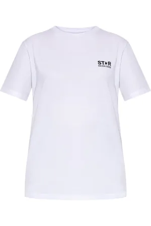 Golden Goose Top, Dame, Hvid, XS, Uld, Stilfuld Logo T-Shirt