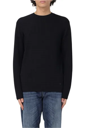 Emporio Armani Strik, Herre, Blå, XL, Blå Sweaters til Mænd