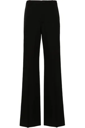 Balenciaga Bukser, Dame, Sort, S, Uld, Sorte Uldne Bukser med Lige Ben