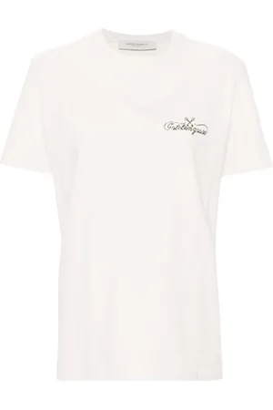 Golden Goose Top, Dame, Hvid, S, Bomuld, Nero Aw24 T-shirt i bomuld med logo