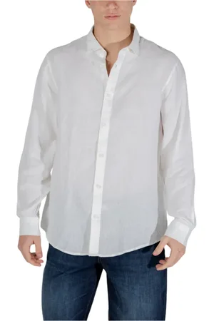 Armani Exchange Skjorte, Herre, Hvid, S, Linned, Linen Langærmet Skjorte