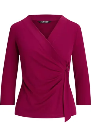 Ralph Lauren Bluser & Skjorter, Dame, Rød, L, Burgundy Bluse med Bælte