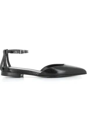 SERGIO LEVANTESI Sko, Dame, Sort, 37 1/2 EU, Læder, Sort Python Ankelrem Ballet Flats