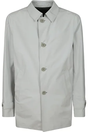 HERNO Frakke, Herre, Hvid, XL, Polyester, Enkeltknappet frakke