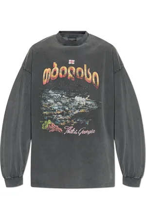 Balenciaga Top, Herre, Grå, S, Bomuld, Tbilisi Langærmet T-shirt