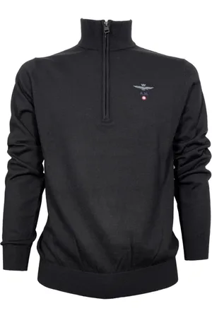 Aeronautica Militare Sweathshirts & Hoodies, Herre, Sort, 2XL, Uld, Halv Zip-Trøje