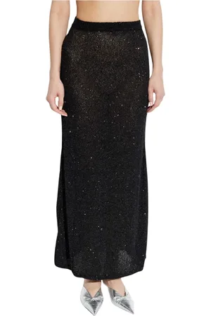 Balenciaga Nederdel, Dame, Sort, M, Maxi Nederdel med Dekorativ Finish