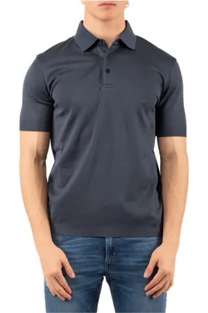 HERNO Top, Herre, Blå, L, Uld, Stilfuld Polo Skjorte