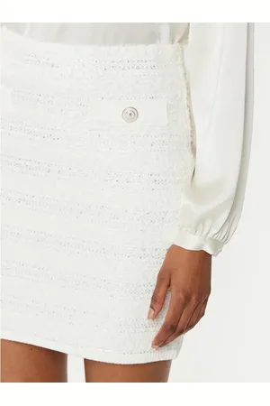 Guess Nederdel, Dame, Hvid, M, Sequin Bouclé Miniskørt