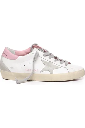 Golden Goose Sko, Dame, Hvid, 40 EU, Hvide Pink Sneakers med Stjerne Applikation