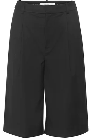 Gestuz Shorts, Dame, Sort, XS, Uld, Lange Shorts med Brede Ben og Sidelommer