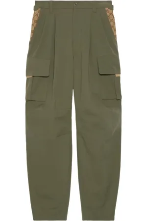 Gucci Bukser, Herre, Grøn, L, Bomuld, Canvas-Panel Cargo Bukser