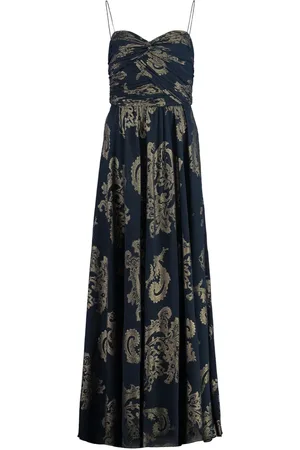Ralph Lauren Kjole, Dame, Blå, S, Polyester, Jacquard Maxikjole