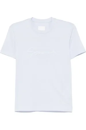 Givenchy Top, Dame, Blå, S, Bomuld, Blå Baby Logo Broderet Slim T-shirt