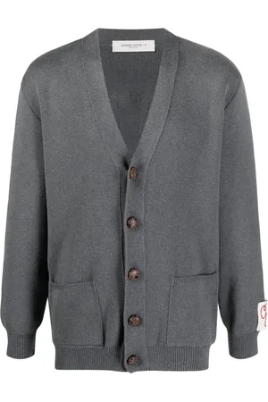 Golden Goose Strik, Herre, Grå, S, Bomuld, Logo Bag Cardigan