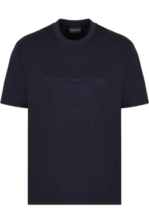 Emporio Armani Top, Herre, Blå, S, Moderne Logo T-shirt