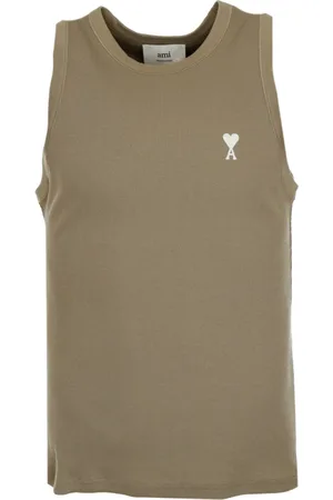 Ami Top, Herre, Grøn, 2XL, Bomuld, Ribbet Tank Top med Logo