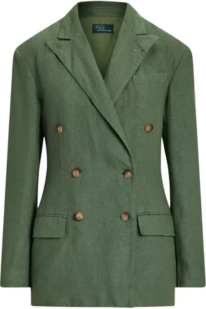 Ralph Lauren Jakke, Dame, Grøn, M, Linen Double-Breasted Blazer