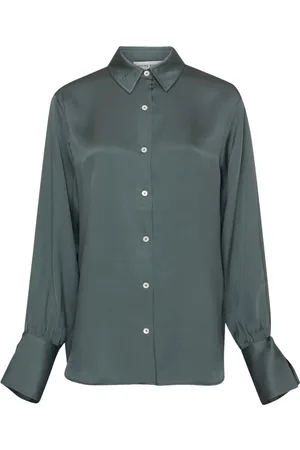 ANINE BING Bluser & Skjorter, Dame, Grøn, S, Monica Silkebluse