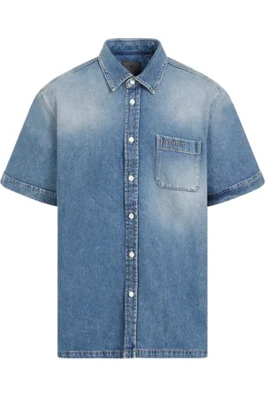 Givenchy Skjorte, Herre, Blå, M, Bomuld, Indigo Blå Bomulds Kortærmet Skjorte