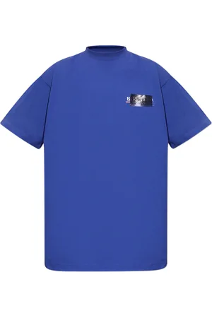 Balenciaga Top, Herre, Blå, M, Bomuld, Gaffer Political Campaign T-Shirt