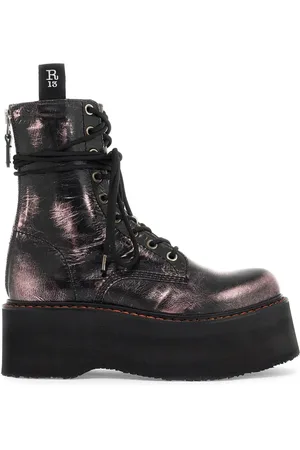 R13 Sko, Dame, Flerfarvet, 40 EU, Læder, Double Stack Laminated Leather Støvler