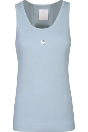 Givenchy Top, Dame, Blå, M, Bomuld, Blå Ribbet Tanktop