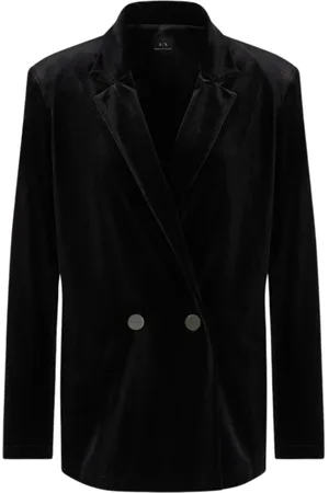 Armani Exchange Jakke, Dame, Sort, XS, Polyester, Sort Blazer i Amerikansk Stil