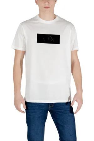 Armani Exchange Top, Herre, Hvid, XS, Bomuld, Stilful T-shirt i trykt bomuld