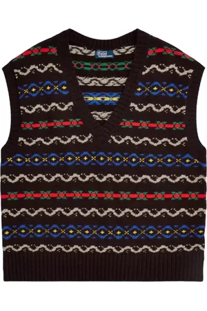 Ralph Lauren Strik, Dame, Flerfarvet, M, Uld, Uld Ærmeløs Fair Isle Sweater