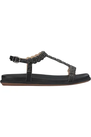 Alma en Pena Sko, Dame, Sort, 36 EU, Læder, Glimtende flade sandaler