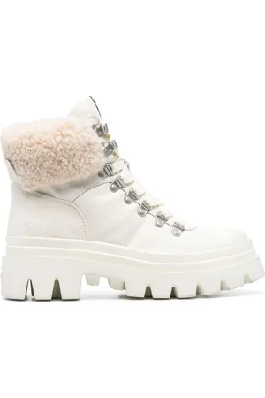 Ash Sko, Dame, Hvid, 40 EU, Læder, Shearling-Trim Snørestøvler