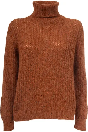Gran Sasso Strik, Dame, Brun, 2XS, Uld, Slim Fit Højhalset Rullekrave