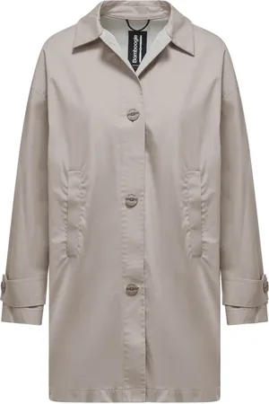 Bomboogie Frakke, Dame, Grå, 3XL, Bomuld, Uforet Gabardine Trenchcoat
