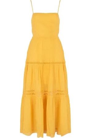 Guess Nederdel, Dame, Gul, L, Bomuld, Elegant Låse Midi-Skirt