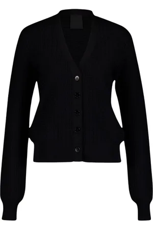 Givenchy Strik, Dame, Sort, S, Alsidig Sort Ribstrikket Cardigan