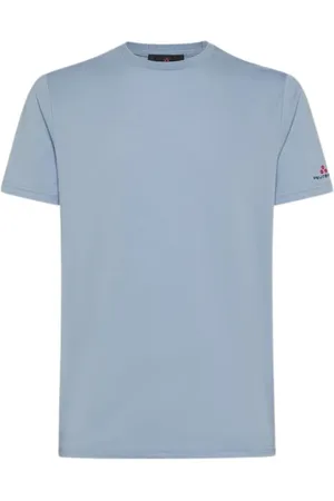 Peuterey Top, Herre, Blå, M, Blå Strik Herre T-Shirt med Logo
