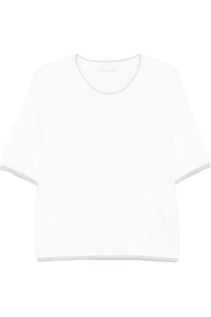 Liu Jo Strik, Dame, Hvid, M, Hvid Logo Sweater med Lurex Detaljer