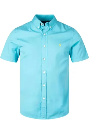 Ralph Lauren Skjorte, Herre, Blå, L, Bomuld, Kortærmet Slim Fit Skjorte