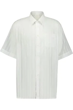 Givenchy Skjorte, Herre, Hvid, L, Bomuld, Stribet bomuldsvoile skjorte